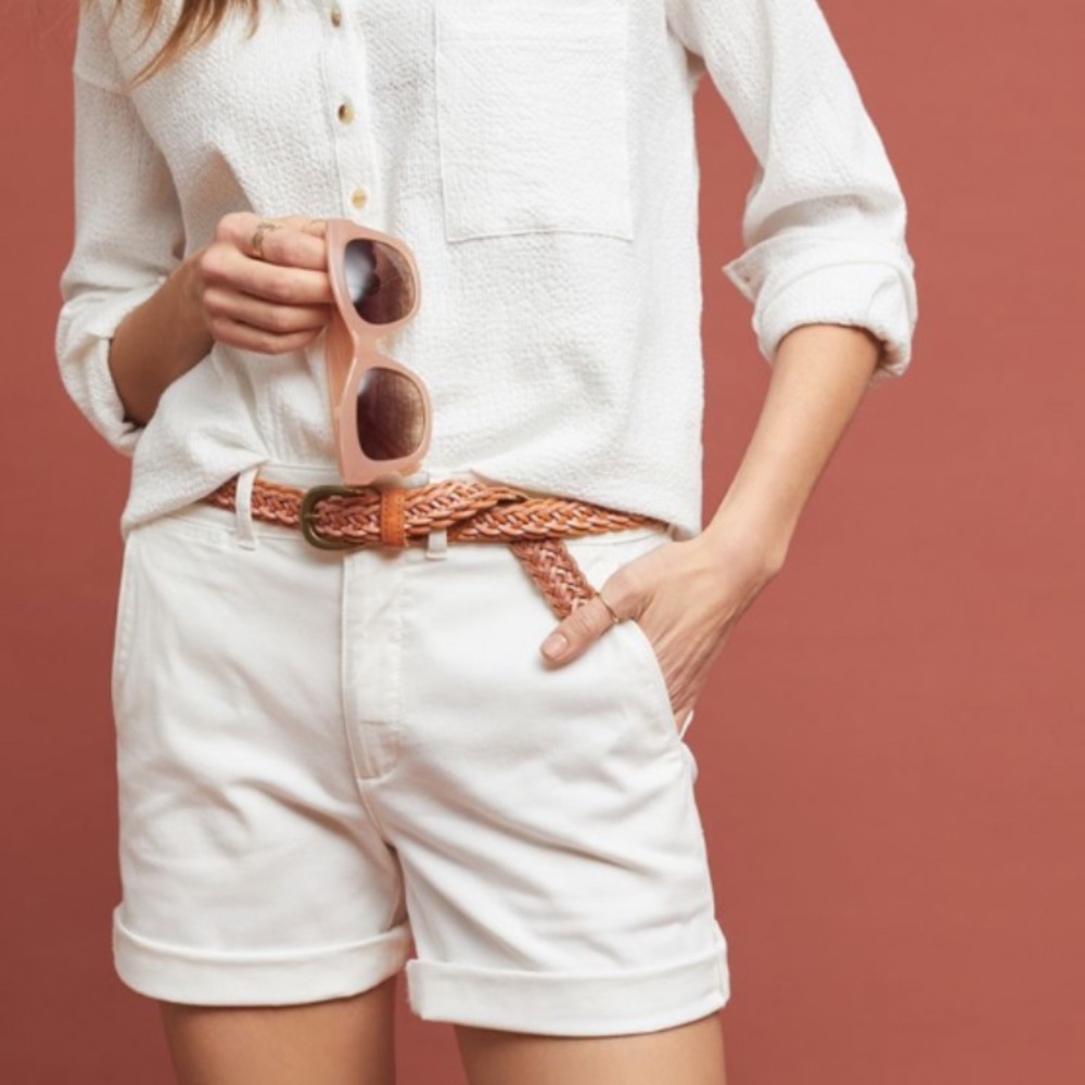 Anthropologie Relaxed Chino Shorts 27 Bright Ivory White